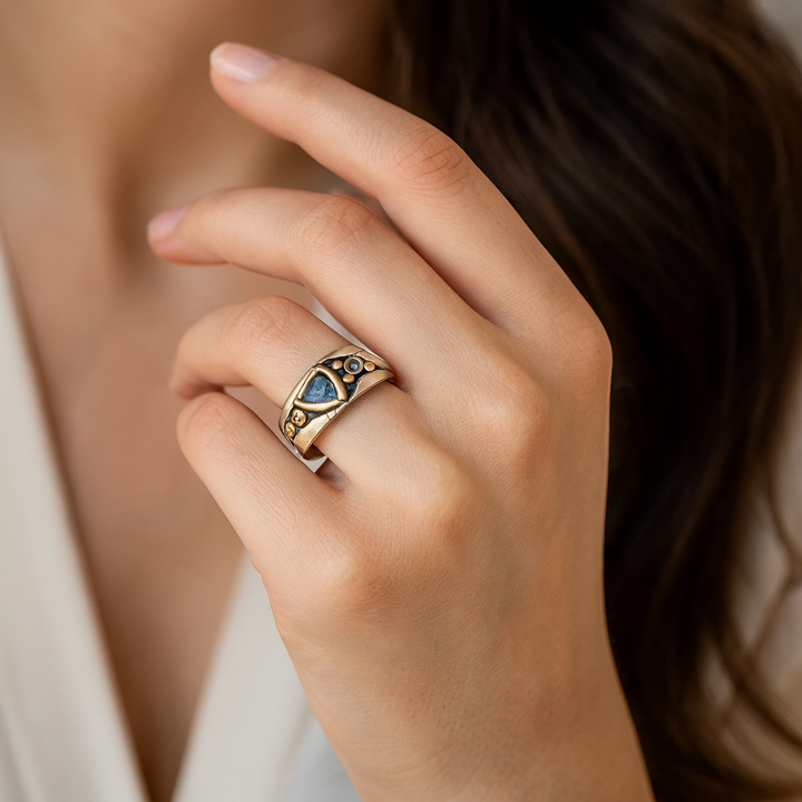 Leonie - Anillo de Cristal Azul Vintage