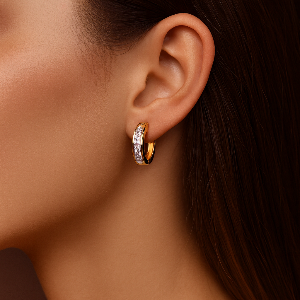 Pavlína - Pendientes elegantes de oro y cristal