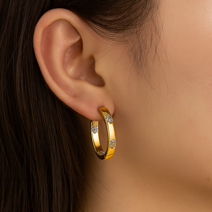 Aurelie - Pendientes de flores dorados vintage