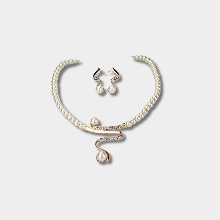 Susanna - Collar de perlas naturales + conjunto de pendientes