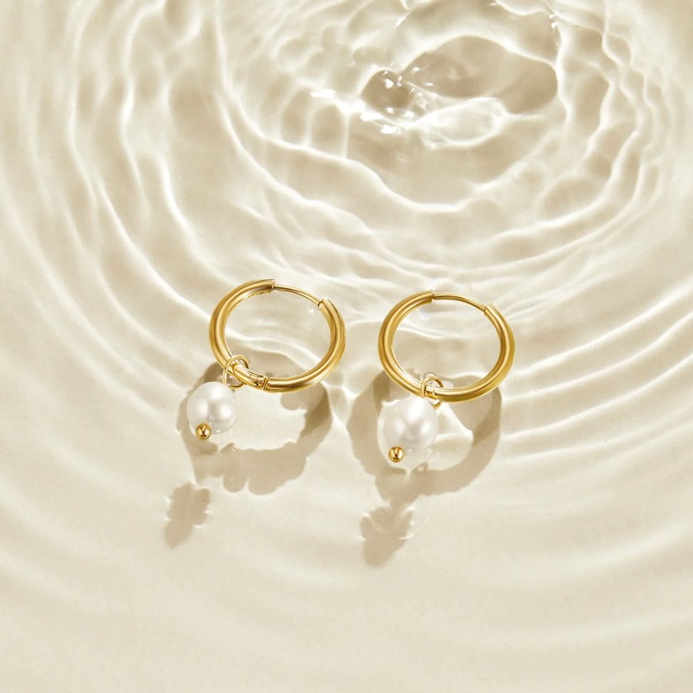 Elisa-Marie – Pendientes de oro con colgante de perla.